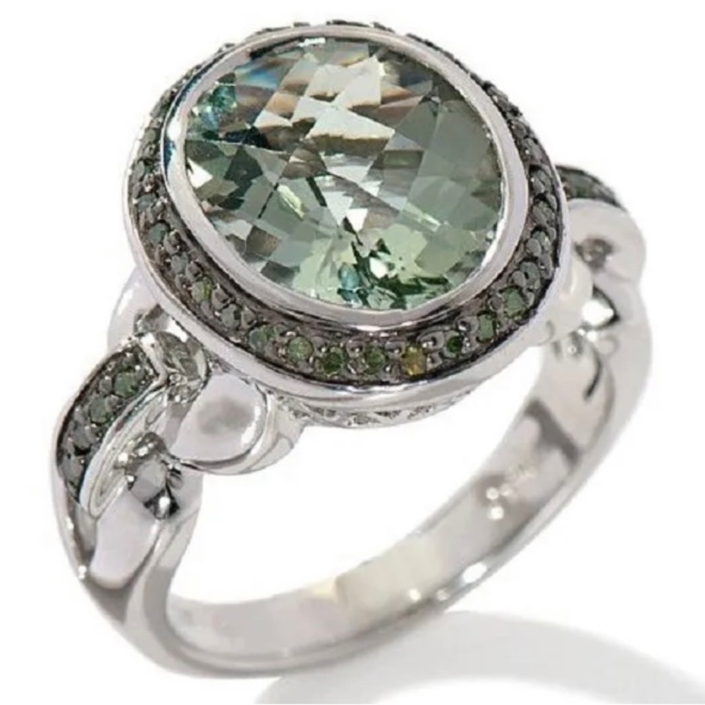 Prasiolite/Green Amethyst SS ring sz 6